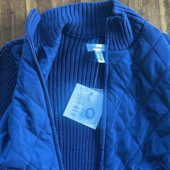 Croft & Barrow Quilted zip sweater jacket Petite Small Blue PS - Picture 2 of 3